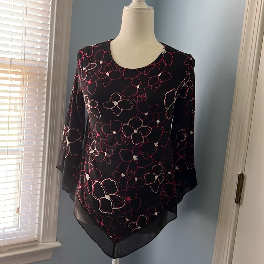 Alfani Pink & Black Top Sz PS